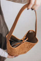 麂皮Bucket Bag/駝色