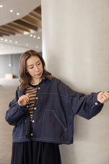 車線春夏薄外套/深藍