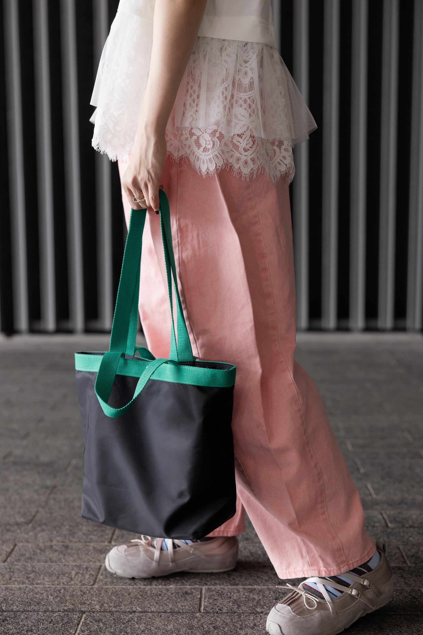 長短帶Tote bag/黑