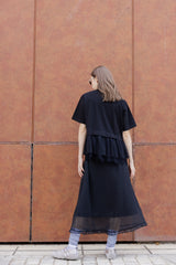 Lace網紗腳T-shirt/黑