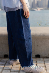 立體褲型牛仔褲/藍