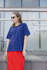 三色間條T-shirt/藍